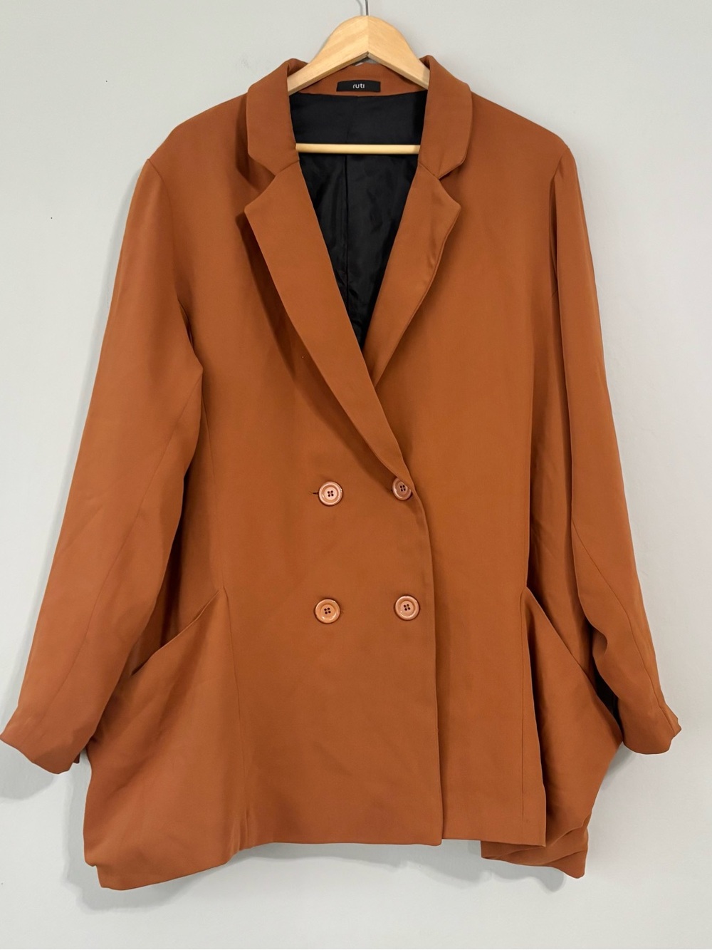 RUTI Burnt Orange Oversized Boxy Blazer Button Up Jacket